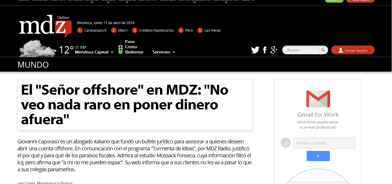 El "Señor offshore" en MDZ: "No veo nada raro en poner dinero afuera"