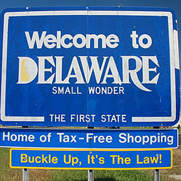 cartello di benvenuto nel Delaware
